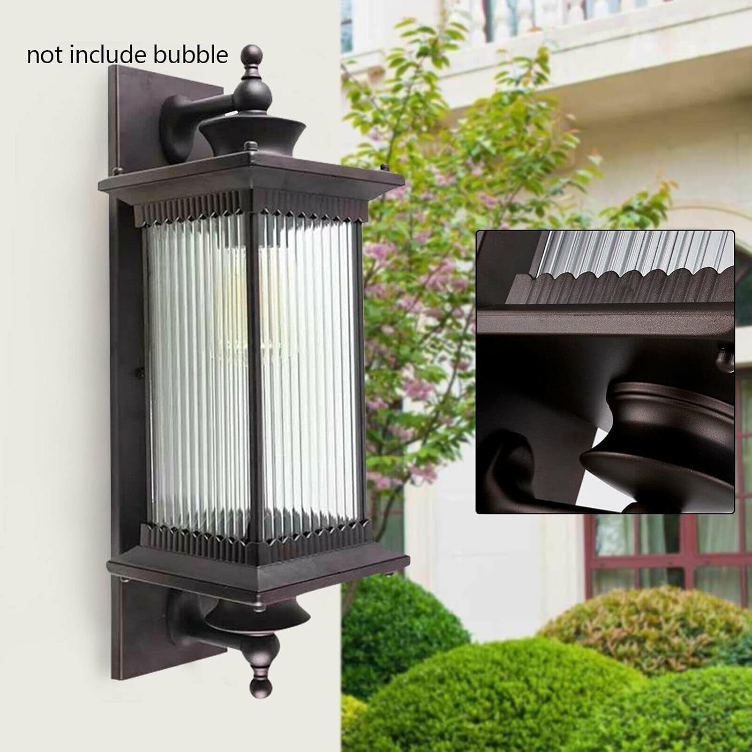 Elegant Brown Outdoor Wall Lantern, Vintage Garden Light Fixture with Glass Shad