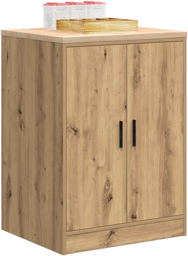 Garage Storage Cabinet 60x51x85 cm - Solid Pine Worktop & Spacious Organizer