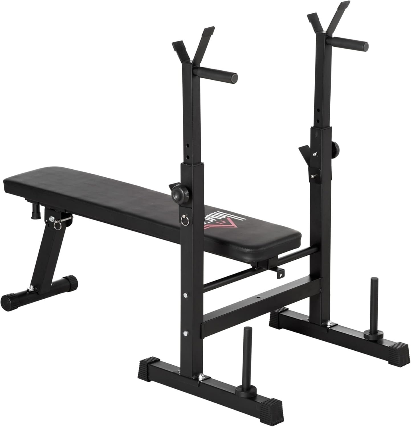 Foldable Weight Bench With Barbell Rack Dip Station Home Strength Gym