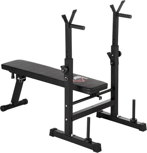 Foldable Weight Bench With Barbell Rack Dip Station Home Strength Gym