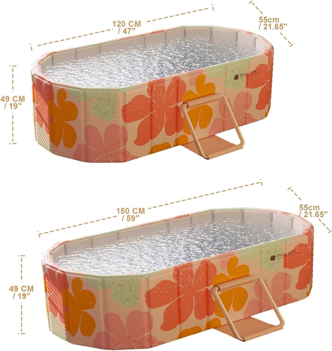 Foldable Portable Bathtub SPA Sauna Ice & Hot Bath 1.2m Pink Adults