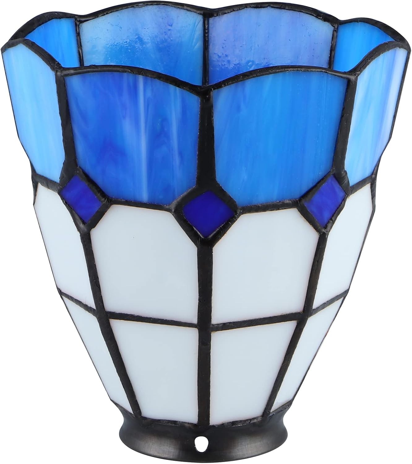 Set of 2 Blue Stained Glass Lamp Shades 42mm Fitter Ceiling Fan Cover