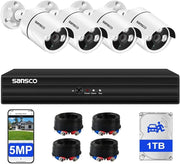 5MP CCTV Security Camera System 8CH DVR 1TB HDD 4 Cameras 3K