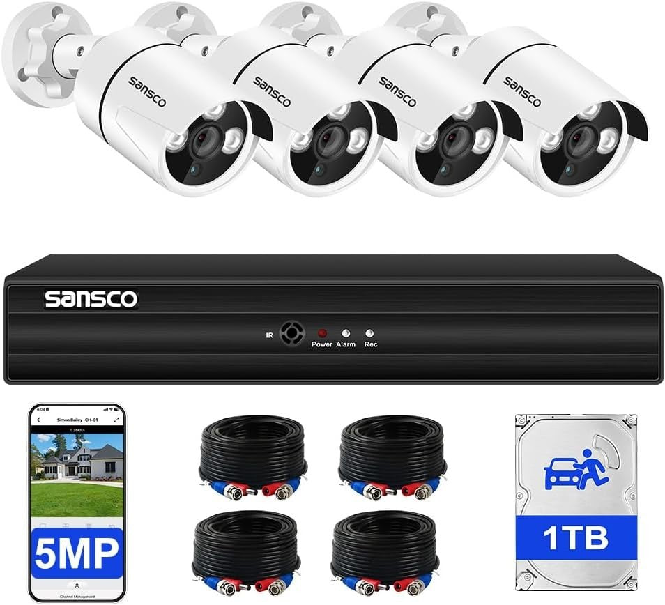 5MP CCTV Security Camera System 8CH DVR 1TB HDD 4 Cameras 3K