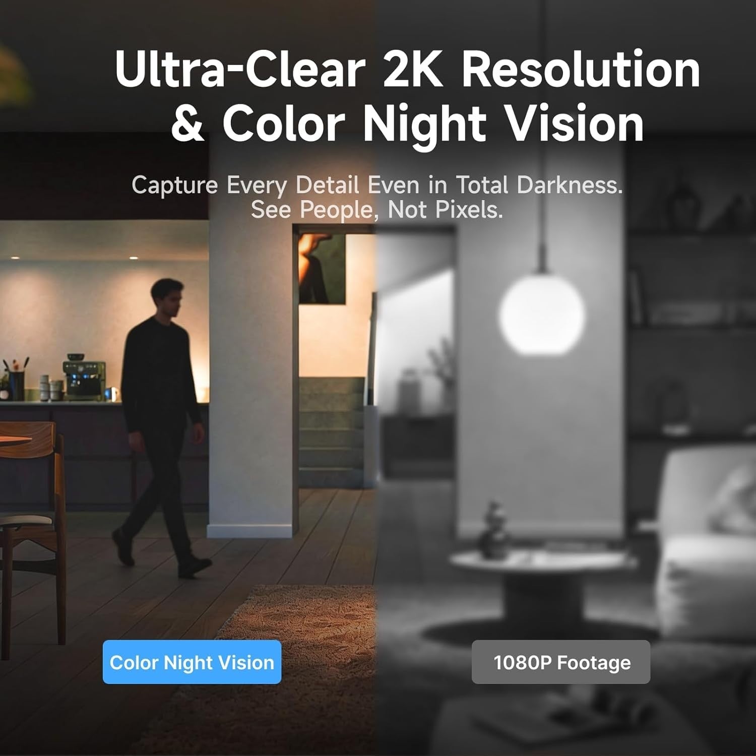 2K Dual Lens Indoor Security Camera 360° PTZ WiFi 6 Night Vision