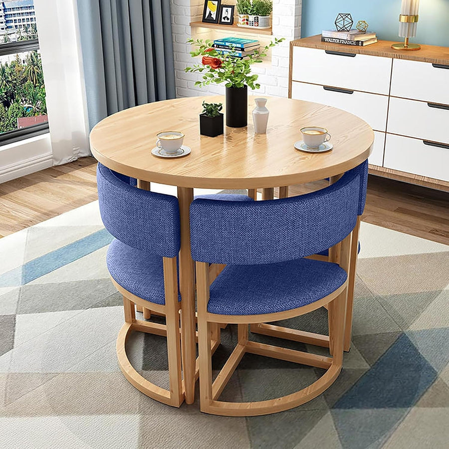 Round Office Meeting Table Set – 80cm Compact Collaboration Desk with 4 Chairs