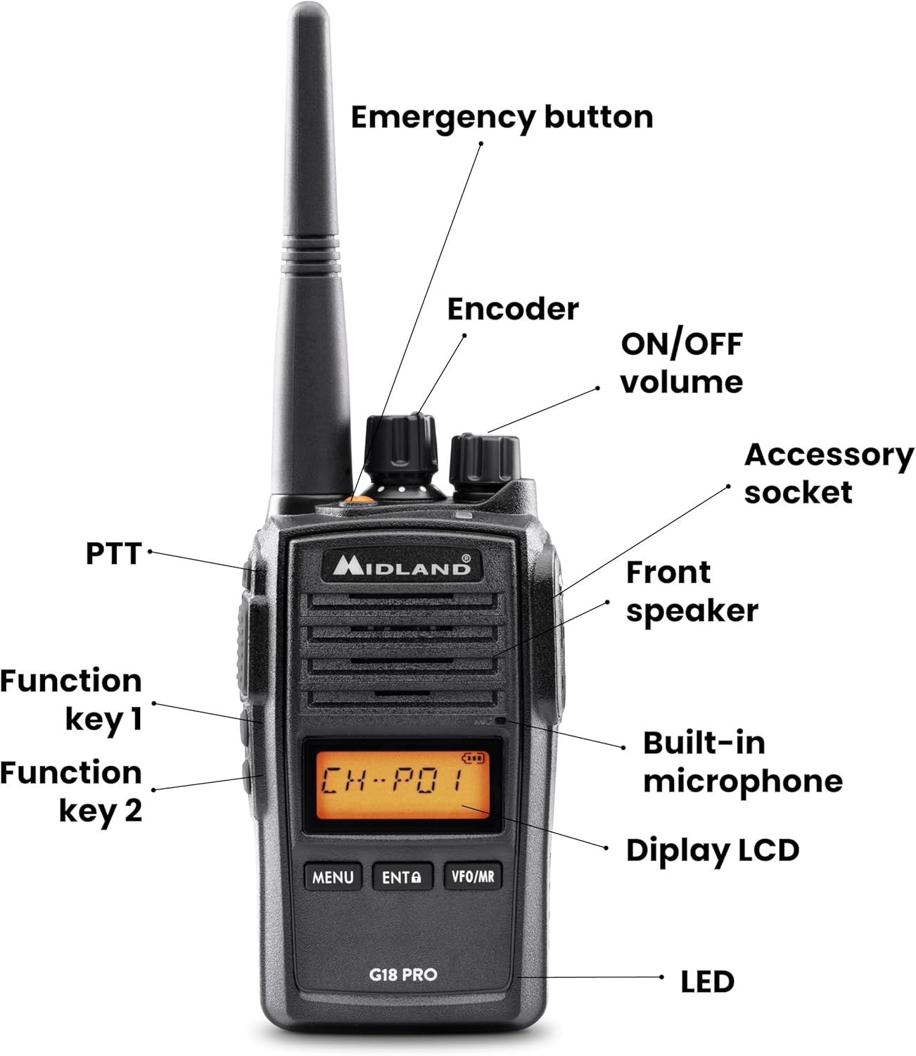 IP67 Waterproof Walkie Talkie 99 Channel PMR446 12Km Pro Radio