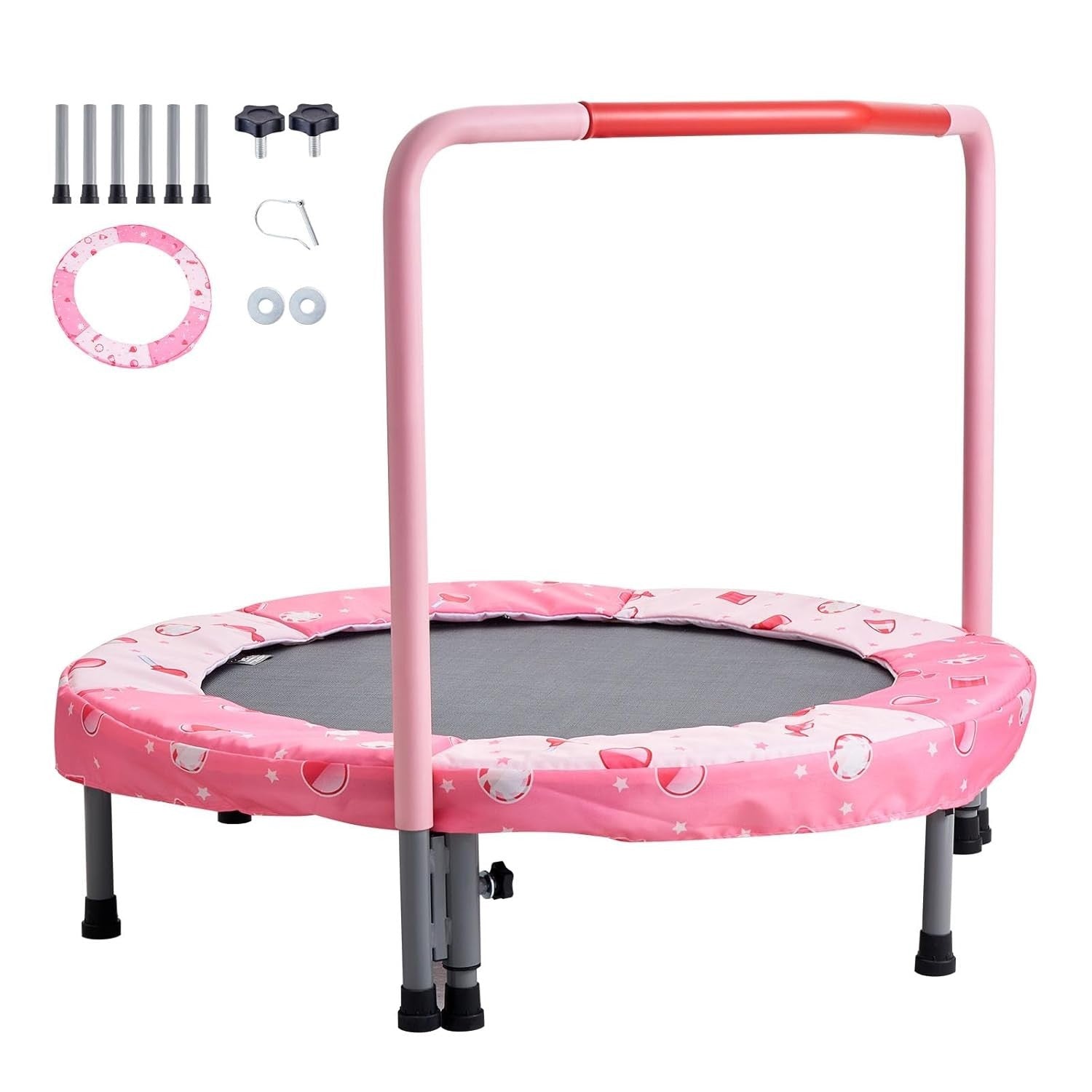 36'' Kids Mini Trampoline Foldable Quiet Rebounder Handle Indoor Outdoor