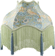 Victorian Floral Velvet Lampshade Emerald Blue Tassel Empire 36cm
