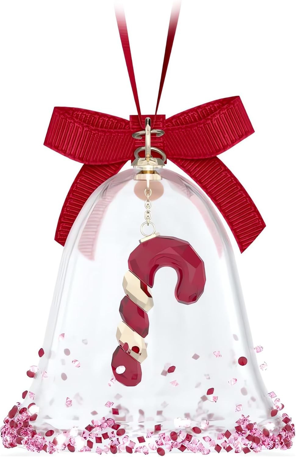 Red Crystal Bell Ornament • Candy Cane Centrepiece • Festive Luxury Decor