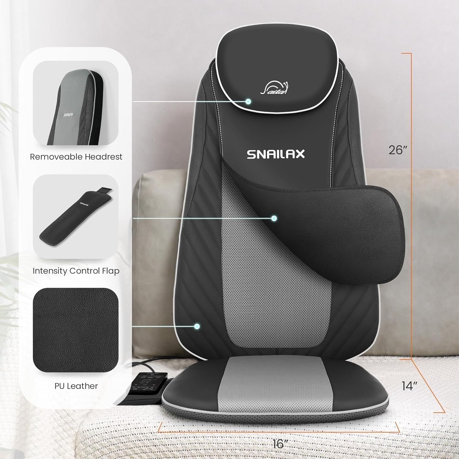 Shiatsu Back Massager with Heat Deep Kneading Chair Pad Full Back & Neck Relief