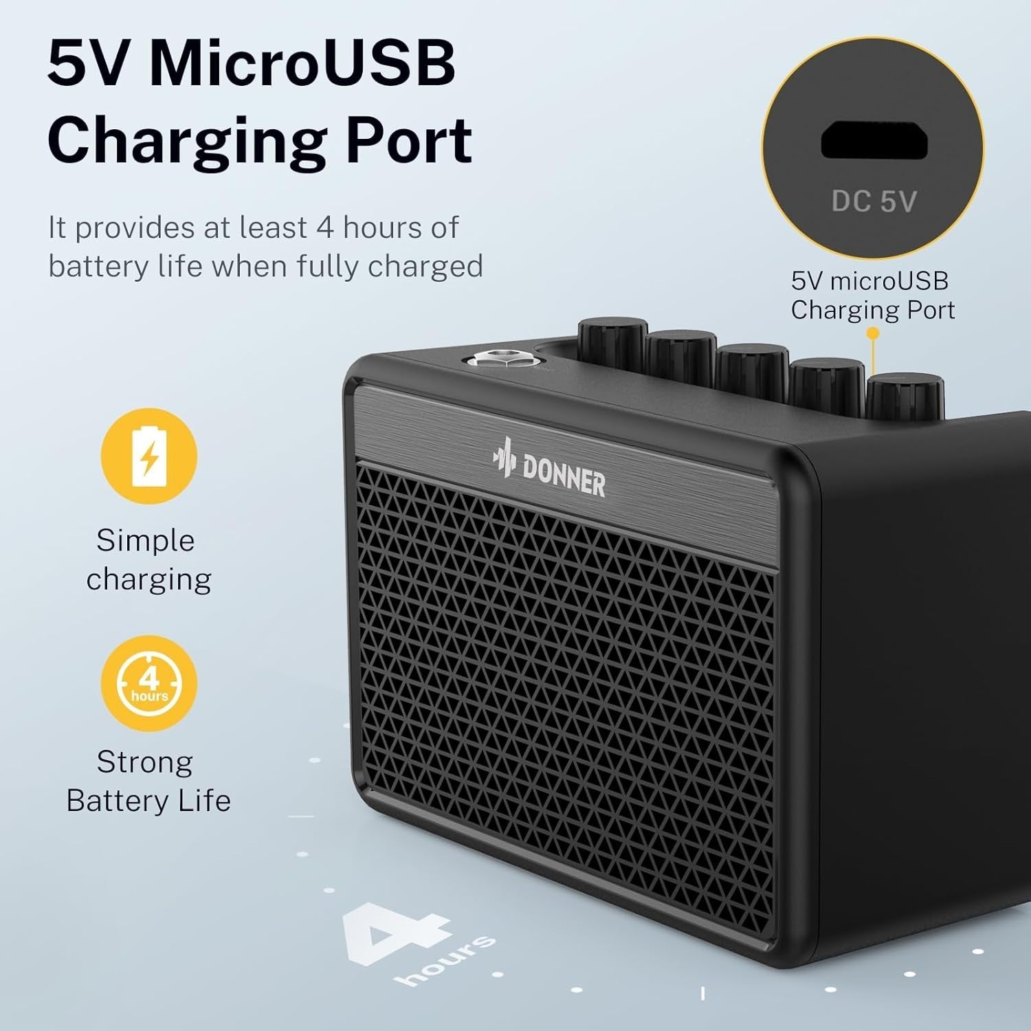 5W Mini Electric Guitar Amp Portable Retro British Tone Battery