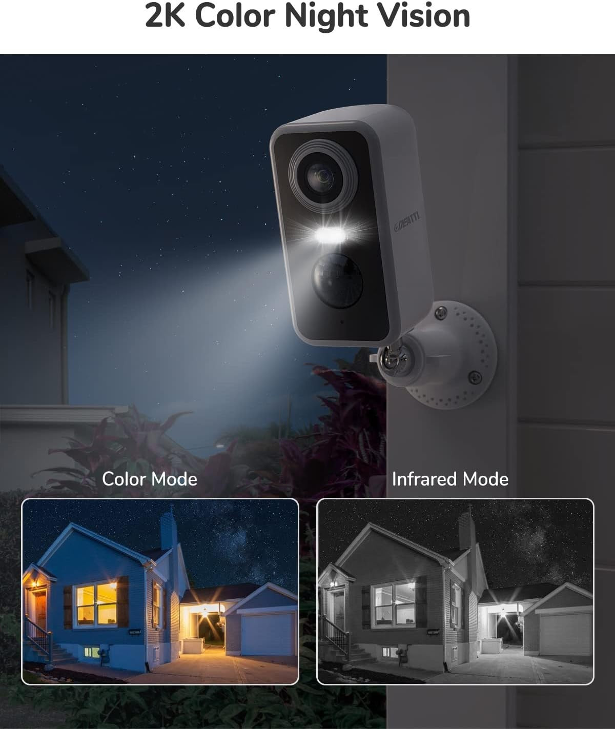 2 Pack 2K Wireless Security Cameras Outdoor Battery WiFi Night Vision