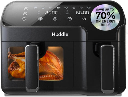 8.5L Dual Basket Air Fryer, 75% Less Fat, Fast Oil-Free Cooking, 8 Presets