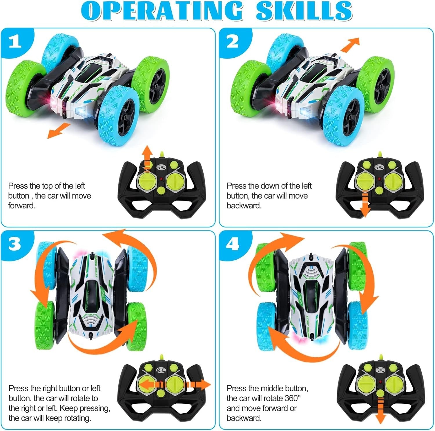 4WD RC Stunt Car 360° Flip High Speed Off-Road Toy for Kids 3–12, Rechargeable