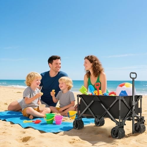 Extra Large 140L Folding Trolley Cart Big Wheels Outdoor Utility Wagon