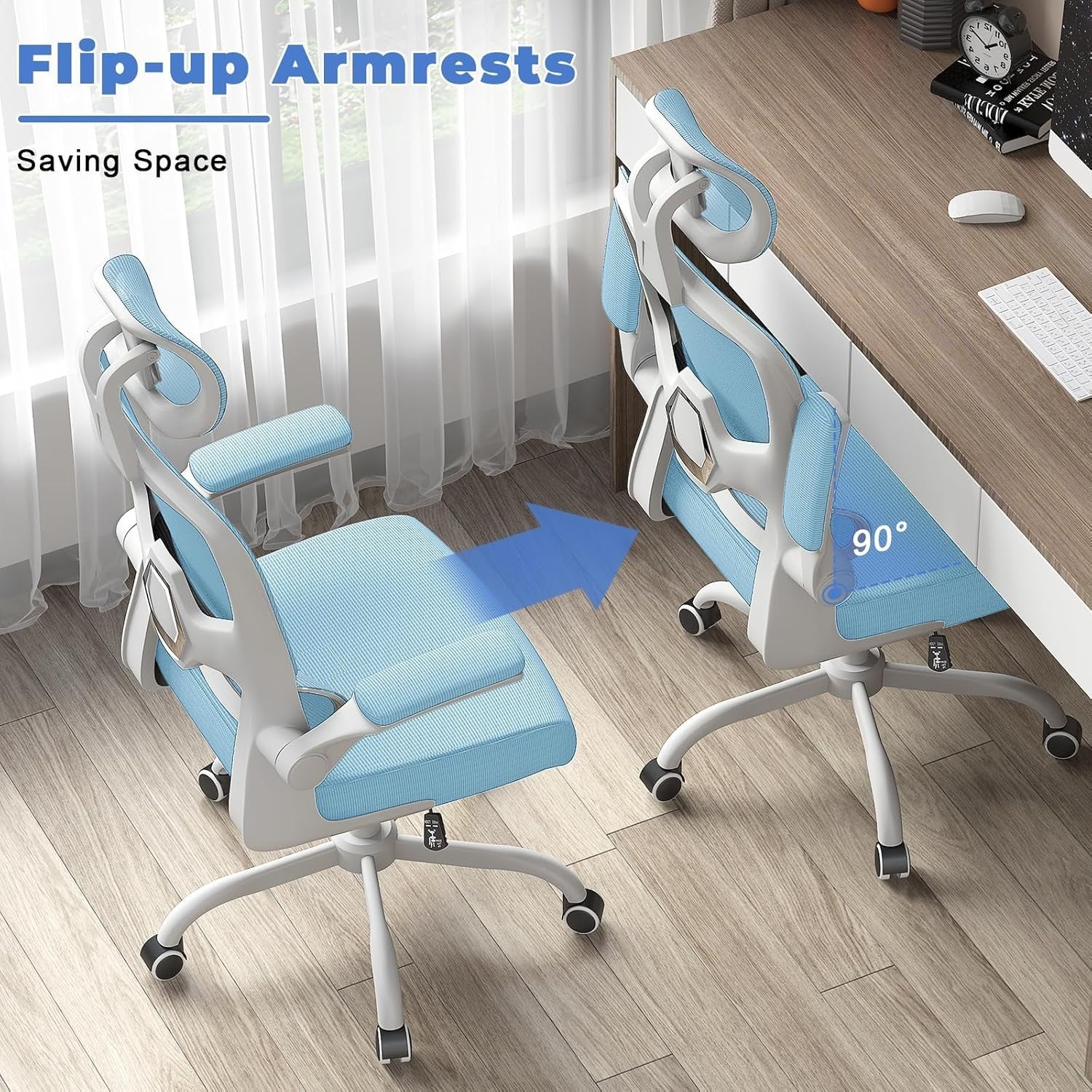 Ergonomic Mesh Office Chair with Adjustable Headrest Armrest Lumbar Support Blue