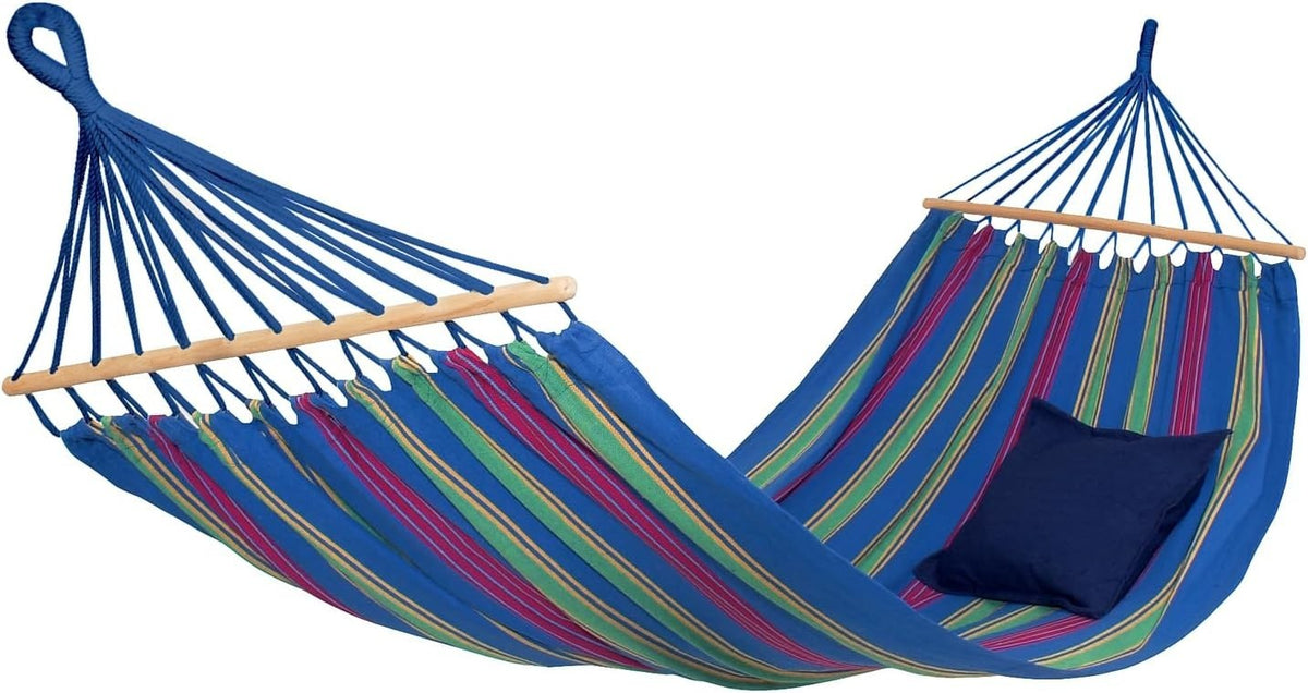 Portable Spreader Bar Hammock – 1 Person, Weatherproof, Blue