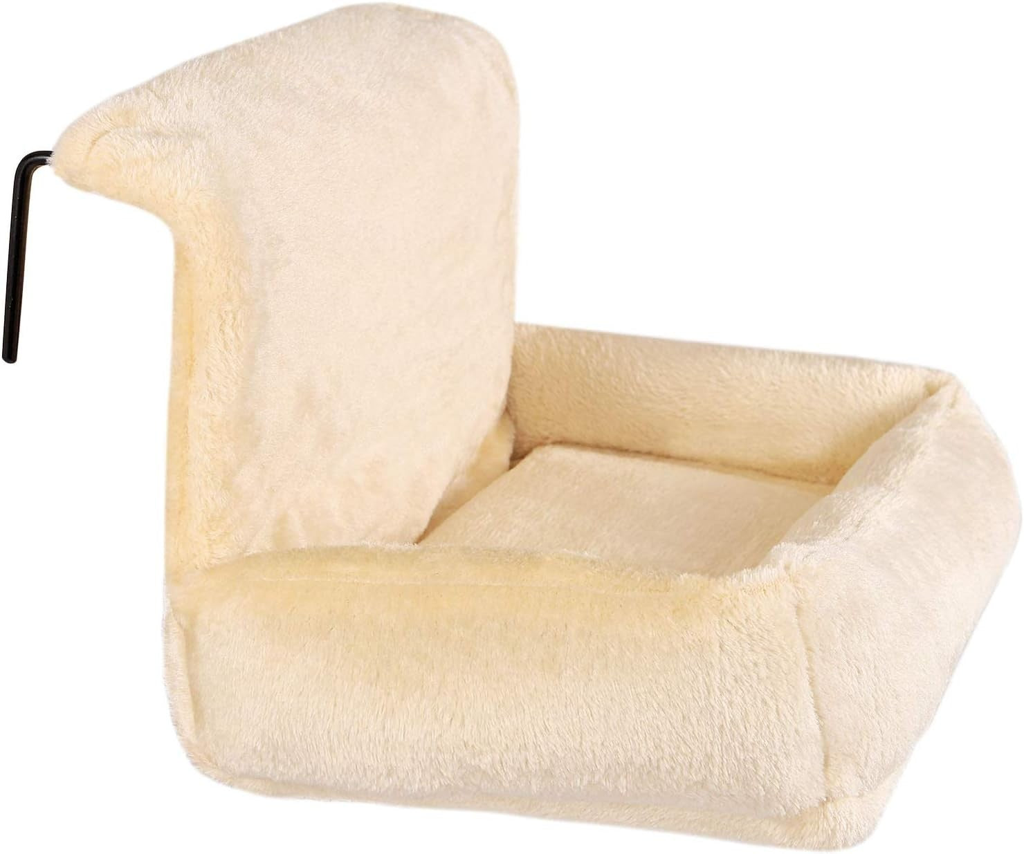 Cat Radiator Bed Plush Heating Lounger Hammock Washable Cover Beige