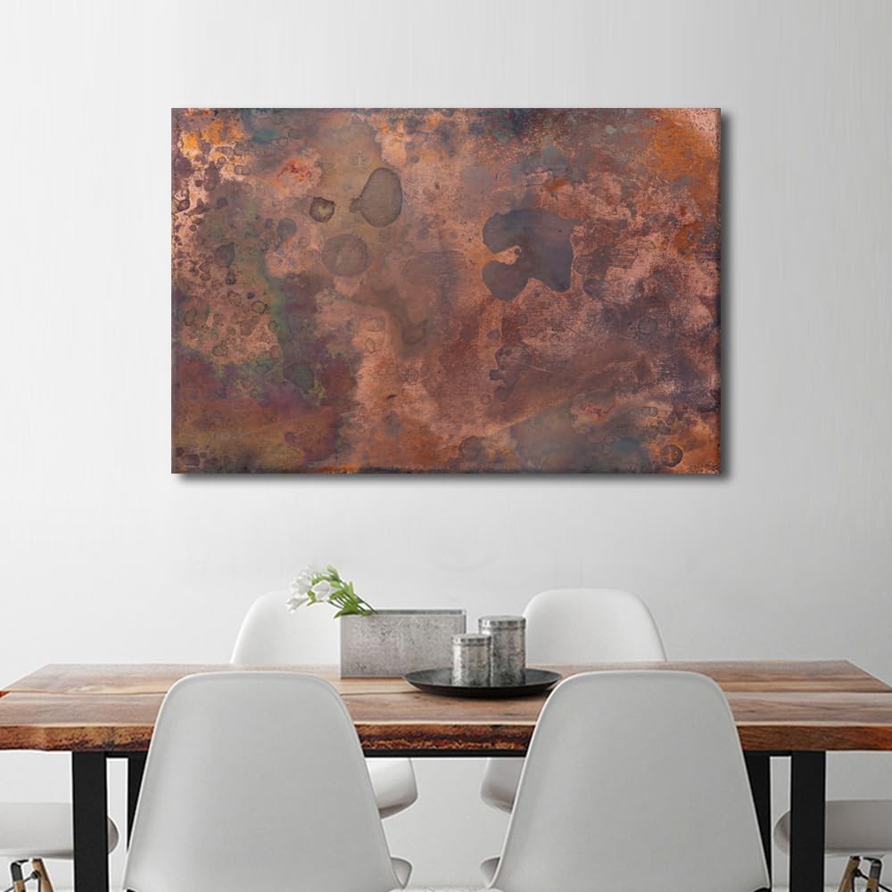Large Rust Brown Grey Abstract Canva Wall Art 90x60cm