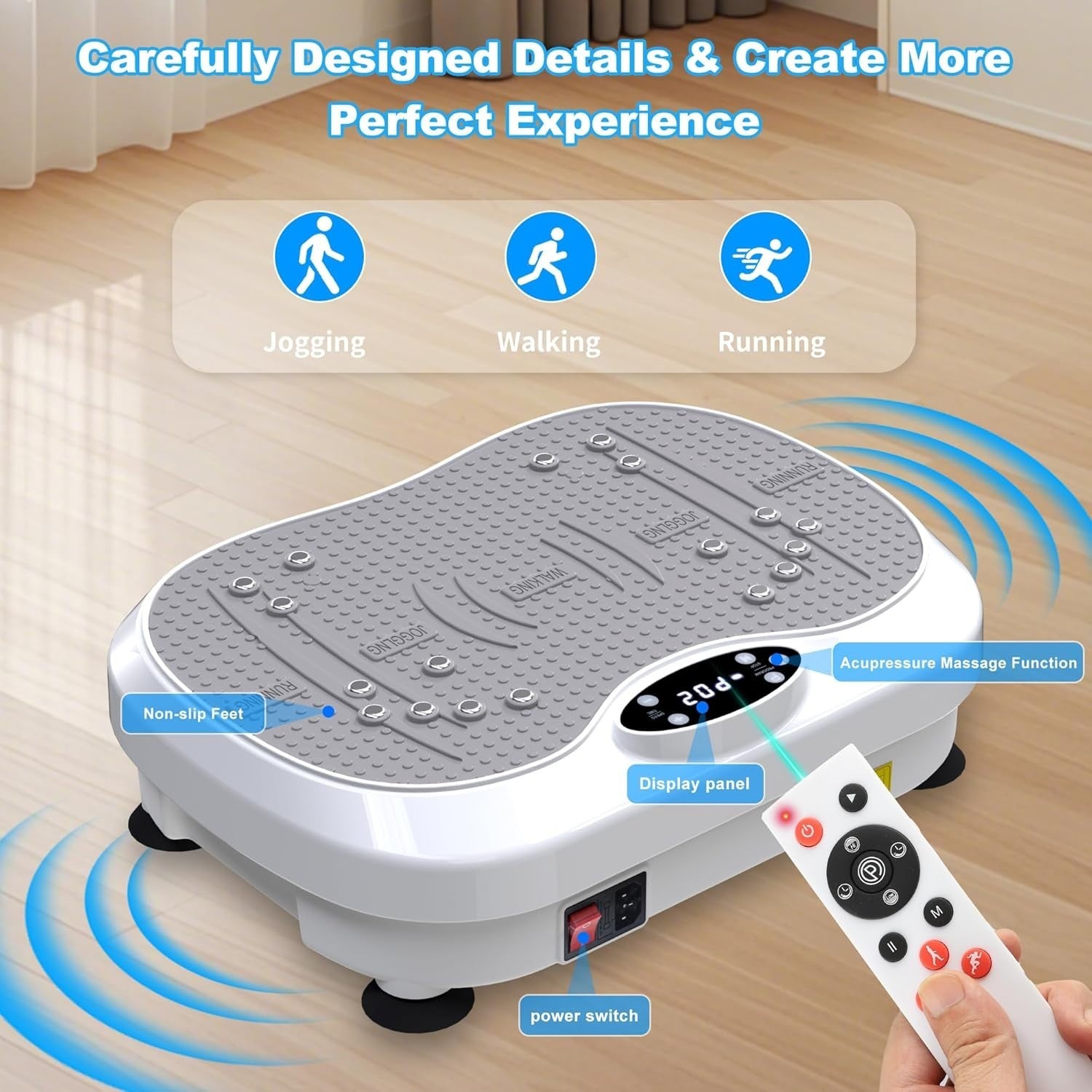 White Vibration Plate Exercise Machine 200 Speeds Lymphatic Drainage