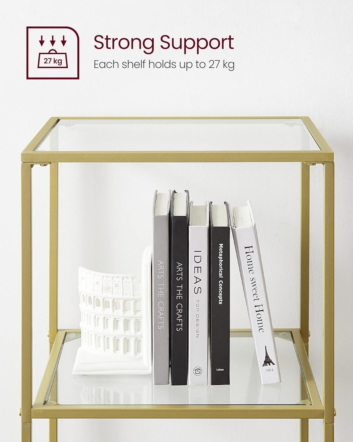 6-Tier Gold Glass Shelf Unit | Tall Luxury Display Rack for Living Room Office
