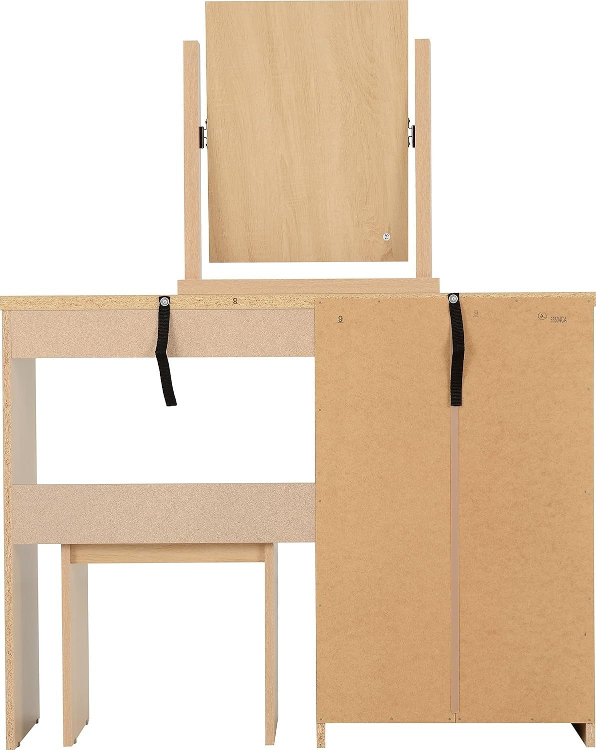 4 Drawer Dressing Table Set with Mirror & Stool Oak Effect Modern Furniture
