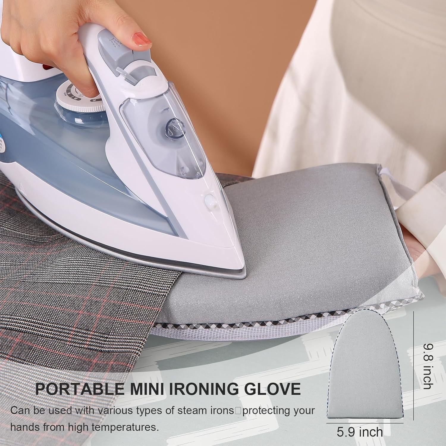 Adjustable Folding Ironing Board Blue Waves Compact Steel Frame with Iron Rest