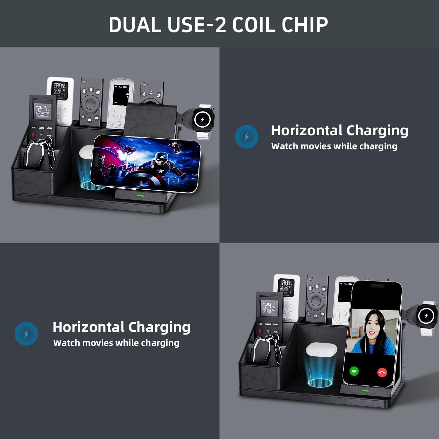 3-in-1 Wireless Desk Organiser with Fast Charger – Pen & Phone Station