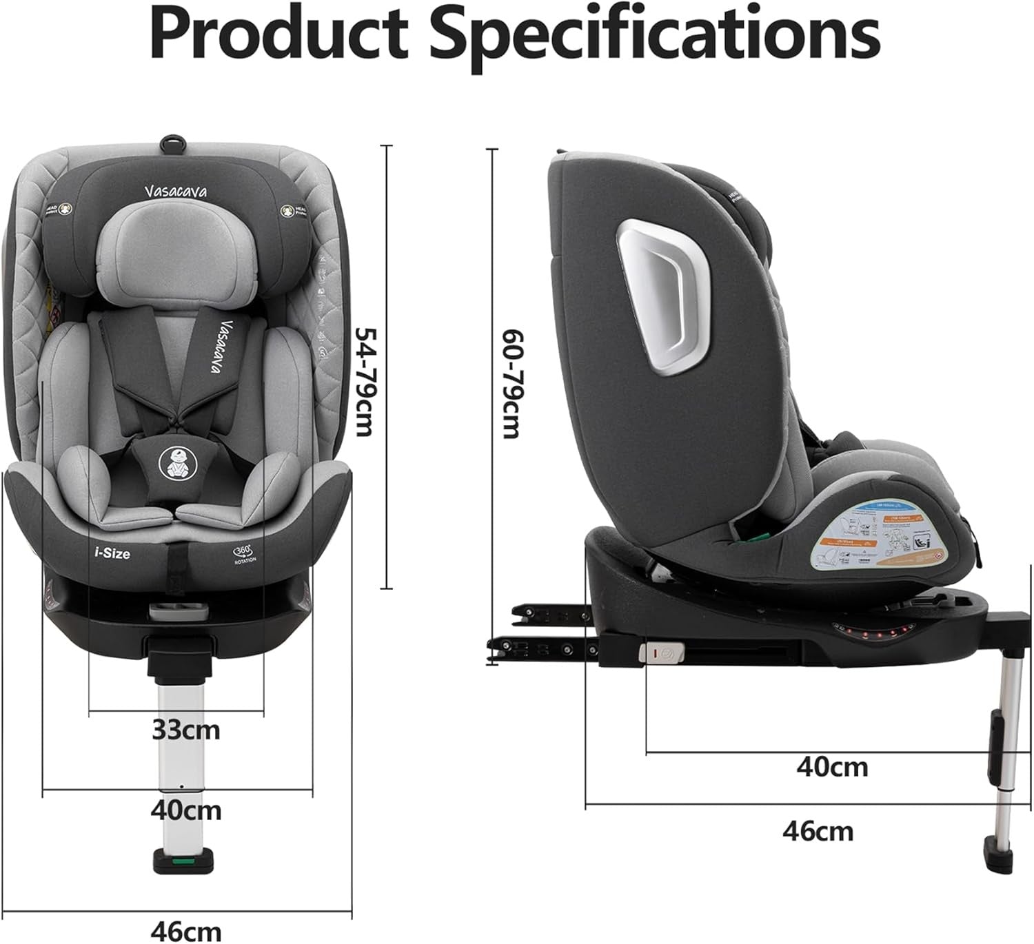 360° Rotating i-Size Baby Car Seat ISOFIX Birth-12 Years R129 Safety