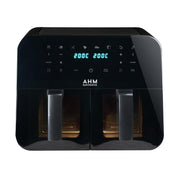 9L Dual Basket Air Fryer Smart Touch 8 Presets Window Sync Cook 200°C Black