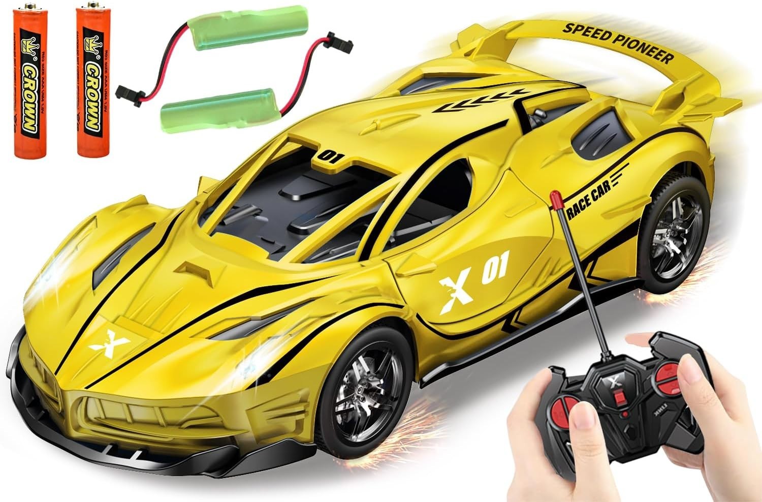 Yellow RC Drift Car for Kids – Remote Control, Driftable, 22×10×8 CM