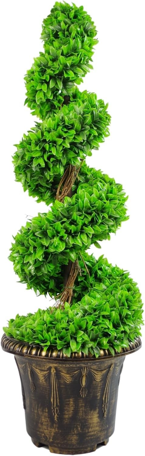 Artificial Spiral Topiary Tree 90cm Large Leaf Potted Decorative Planter Outdoor