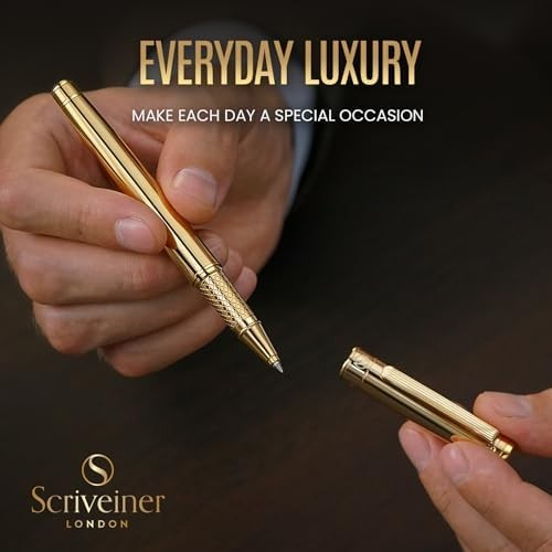 Luxury Gold Rollerball Pen 24K Plated Medium Black Ink Gift