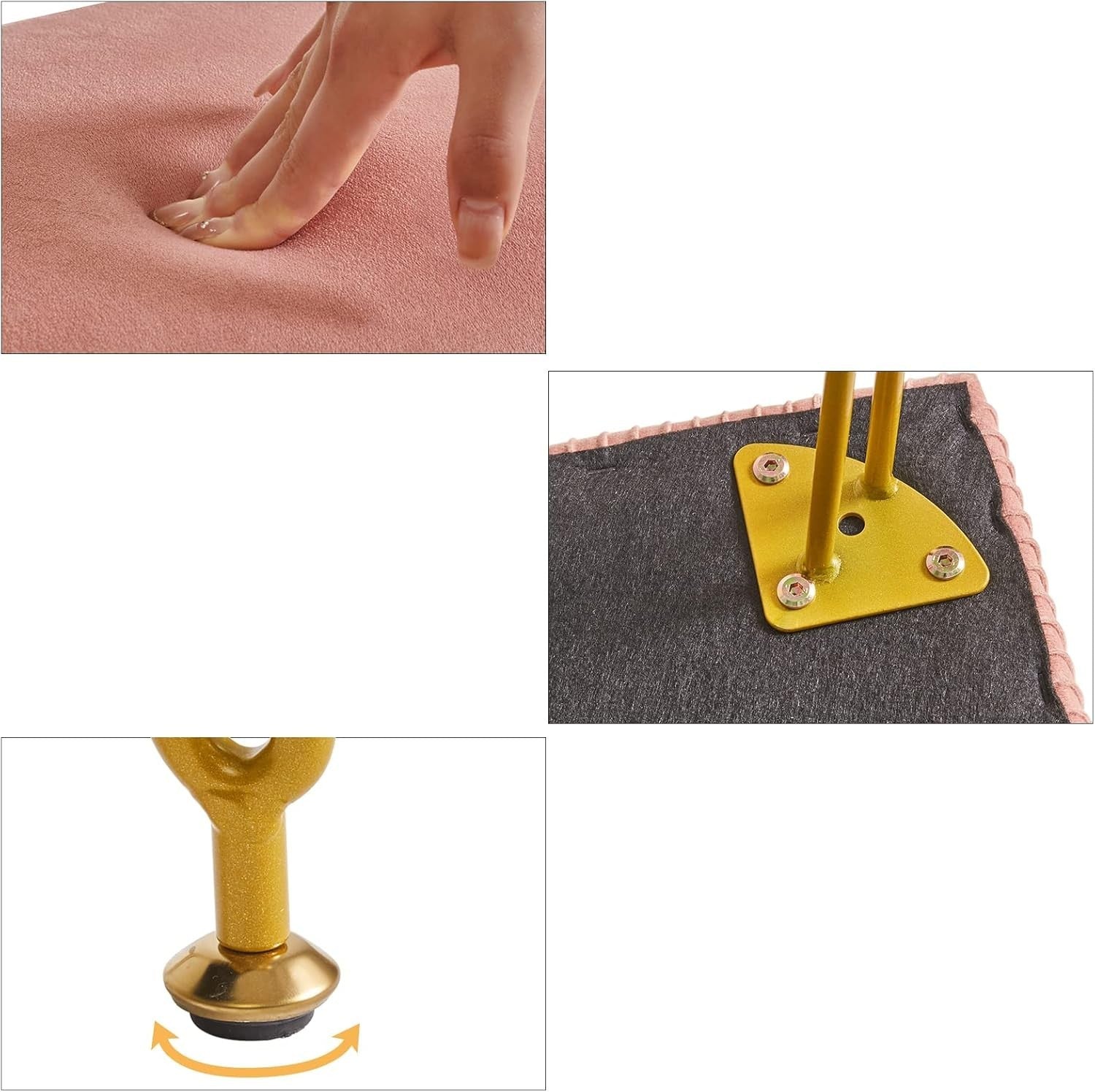 Pink Velvet Storage Ottoman Stool Square Bench Dressing Table Seat