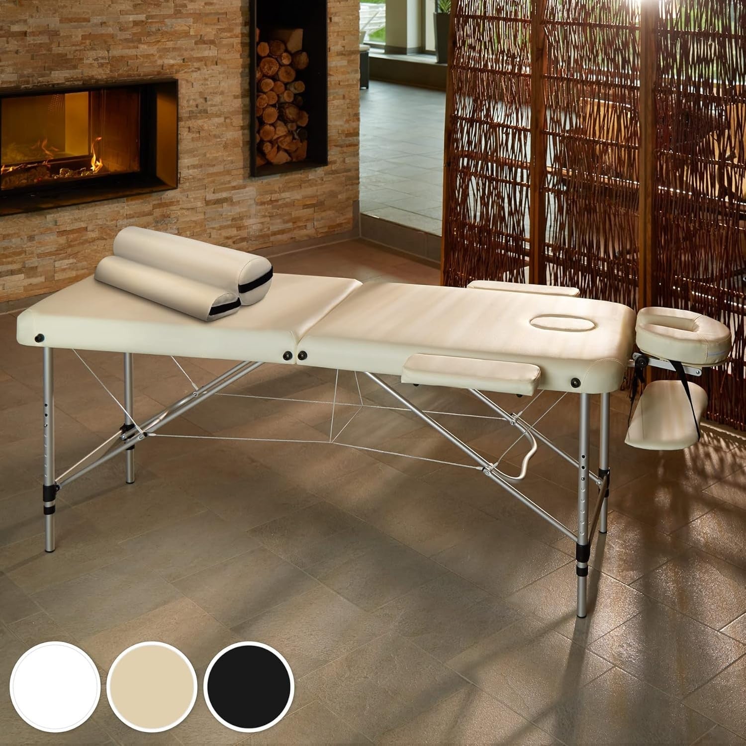 Portable Massage Table Foldable Height Adjustable Aluminium Bed + Bag White