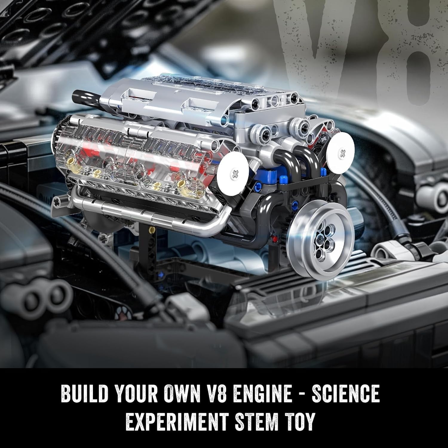 V8 Engine Building Kit 8-Cylinder Toy Model for Teens Kids 535 Pcs