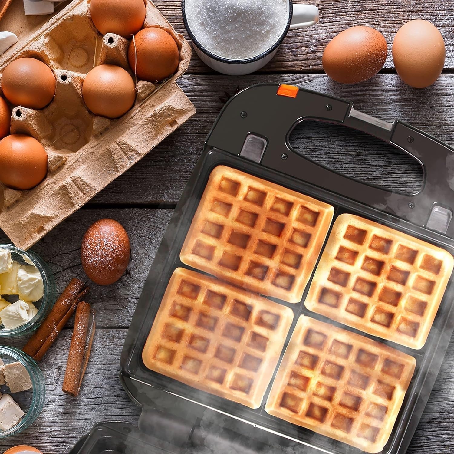3-in-1 Snack Maker Waffle Panini Grill 1200W Removable Plates