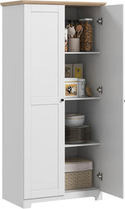 172cm White Kitchen Cupboard Freestanding Pantry Storage Cabinet with Shelves