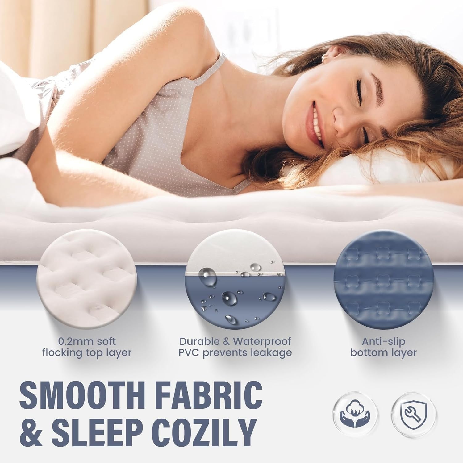 Double Inflatable Air Bed Built-In Pump One-Click Self Inflating Mattress