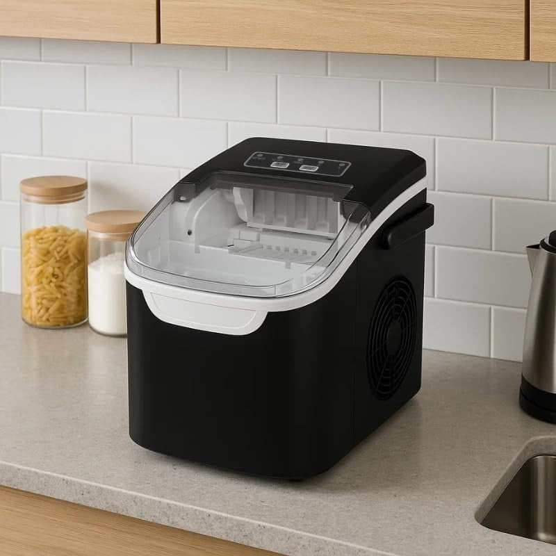 Countertop Ice Cube Maker Bullet Ice Fast 8-13 Min Portable 0.8L Tank