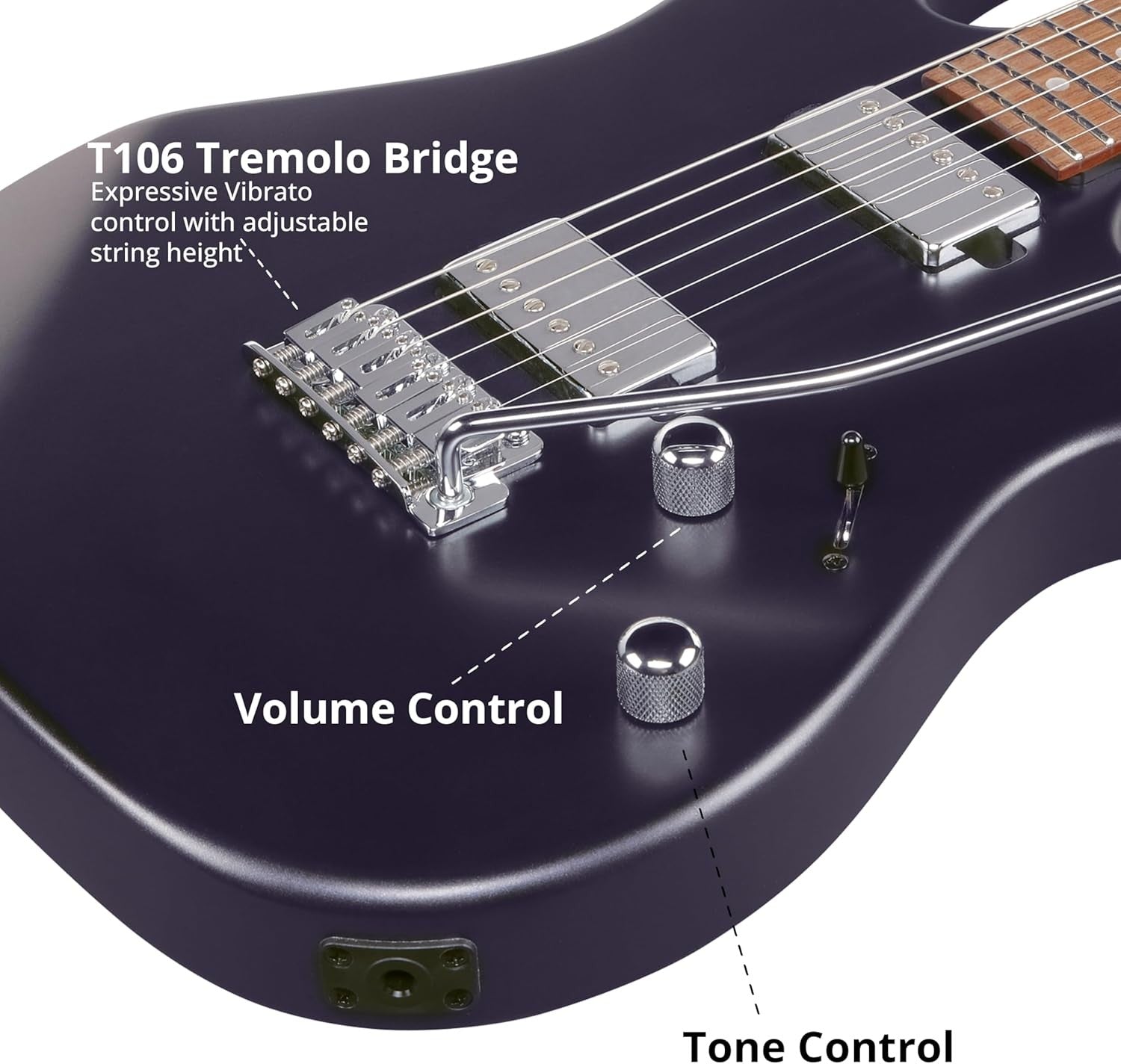 6 String Electric Guitar Solid Body Maple Neck Tremolo H-H