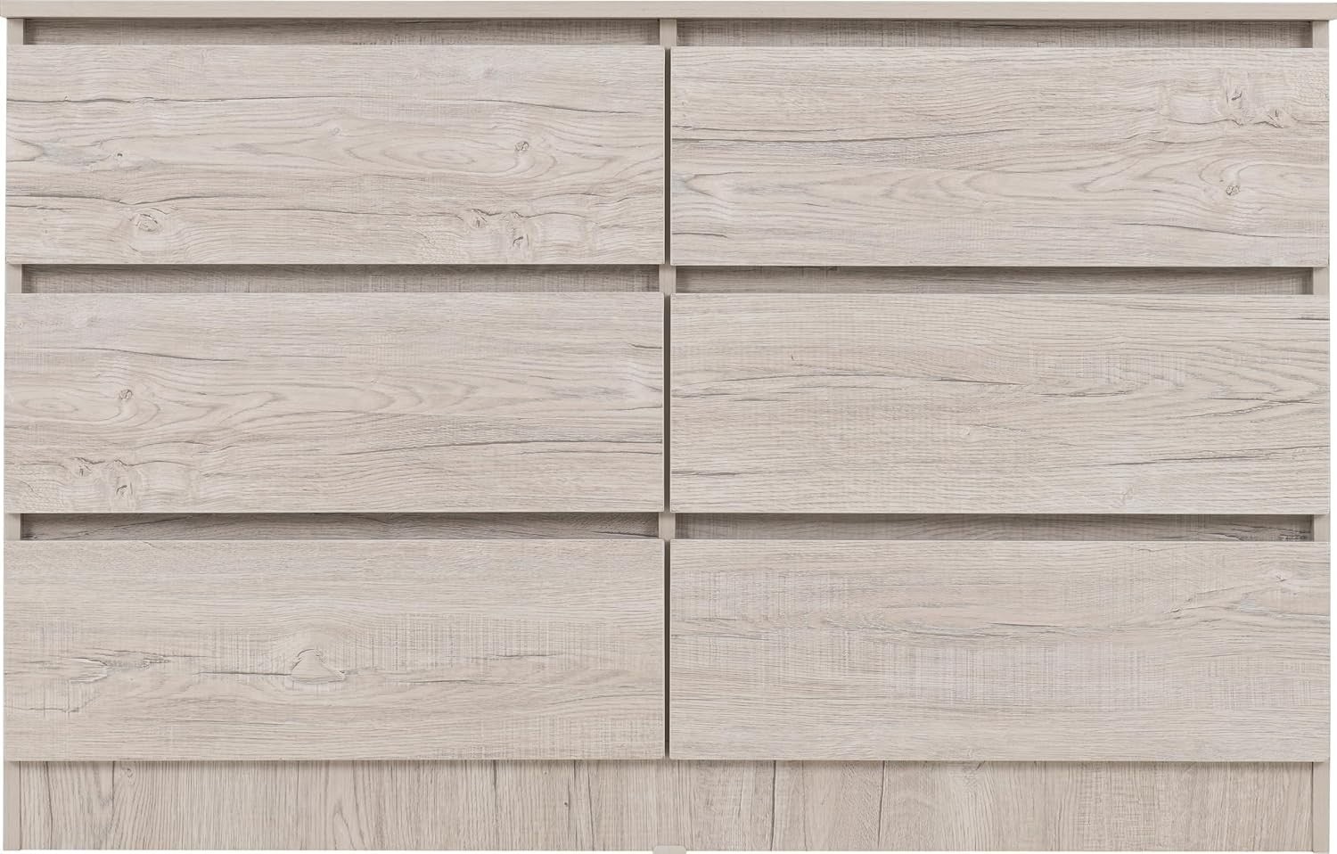 Urban Oak 6 Drawer Chest Wide Bedroom Storage Unit Modern Wood Look
