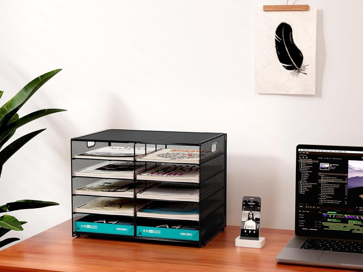 5-Tier Desktop Mesh Filing Tray 10 Compartments A4 Paper Organiser