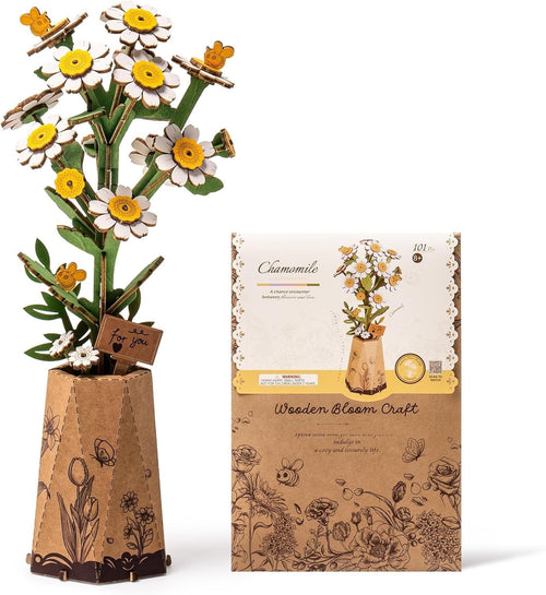 3D Wooden Flower Puzzle DIY Kit - Handmade Floral Model for Home Decor