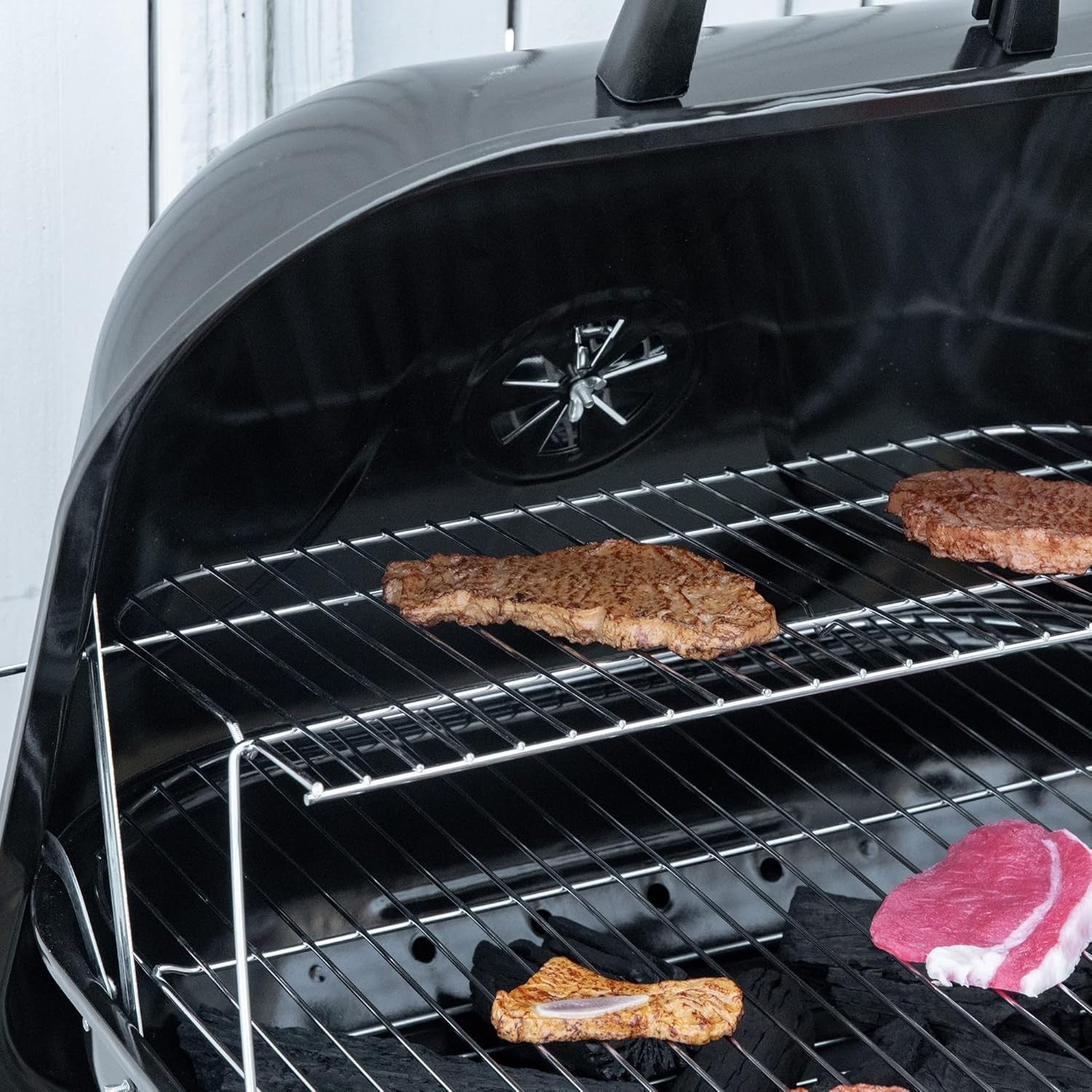 Portable Charcoal BBQ Grill with Lid, Wheels & Tools – Compact Outdoor Smoker