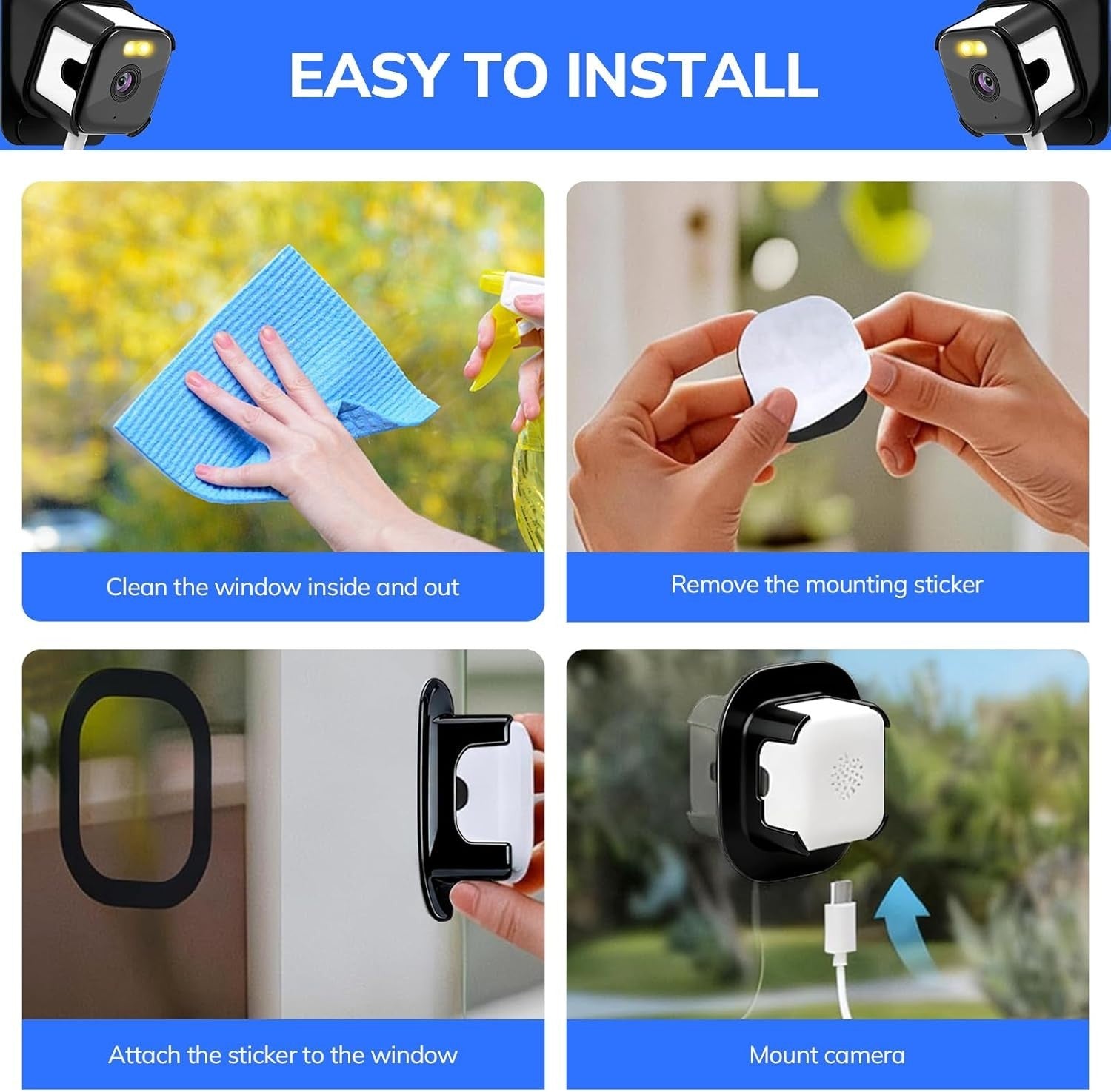 2K Window Camera Outdoor View WiFi 5GHz AI Color Night Vision CCTV