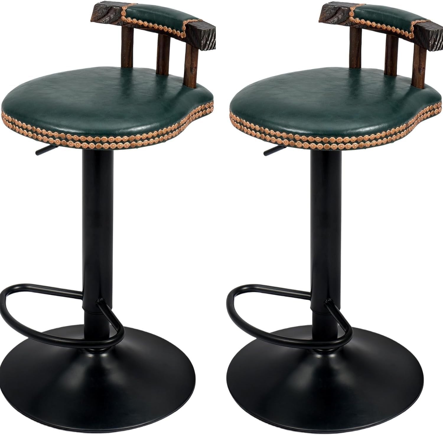 Vintage Adjustable Swivel Bar Stool – Green Kitchen Counter Chair