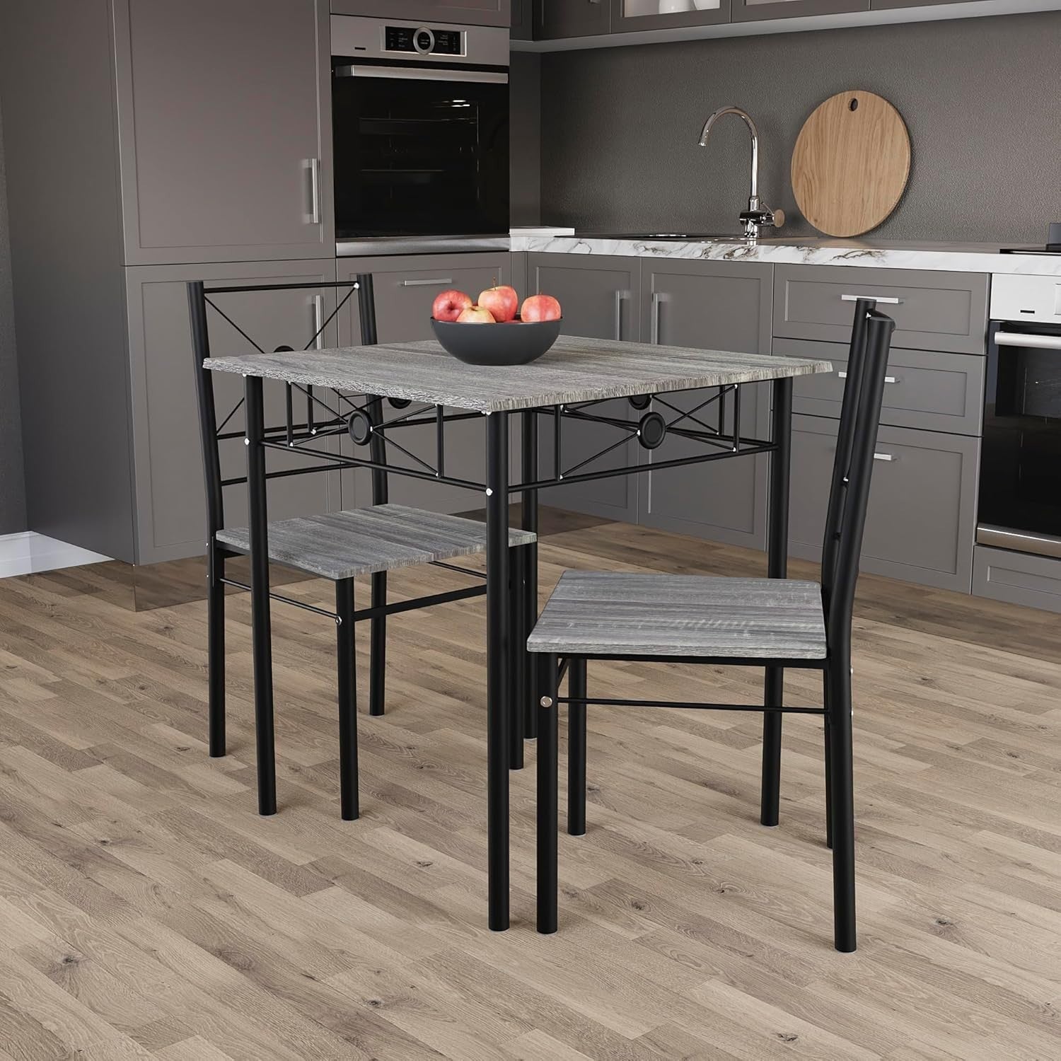 Compact Grey 2-Seater Dining Table Set | Space-Saving Kitchen Furniture