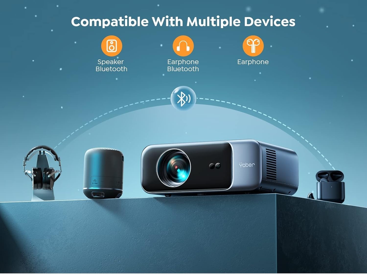 1080P WiFi6 Smart Projector Auto Focus 6D Keystone 4K